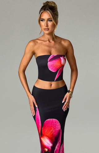 Allegra Top - Black Floral Print - Napalia
