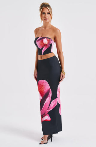 Allegra Top - Black Floral Print - Napalia