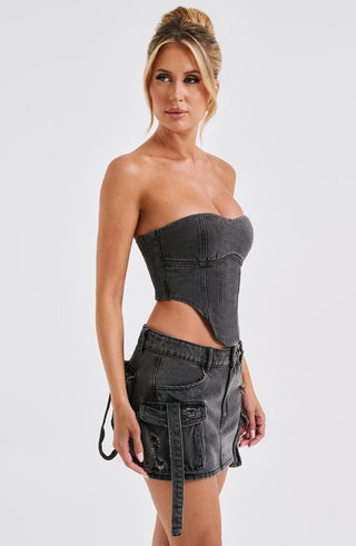 Billie Mini Skirt - Black Wash - Napalia