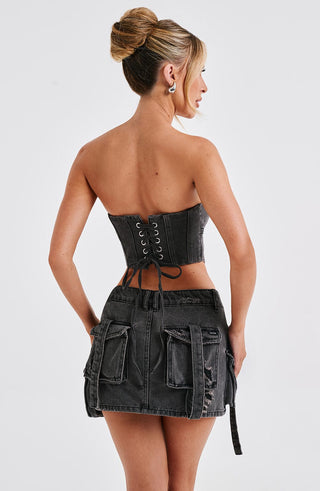 Billie Mini Skirt - Black Wash - Napalia