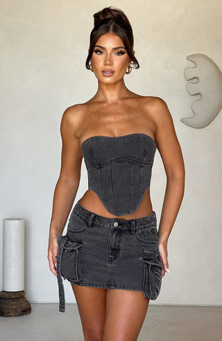 Billie Mini Skirt - Black Wash - Napalia
