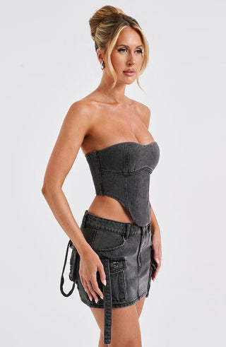 Billie Mini Skirt - Black Wash - Napalia