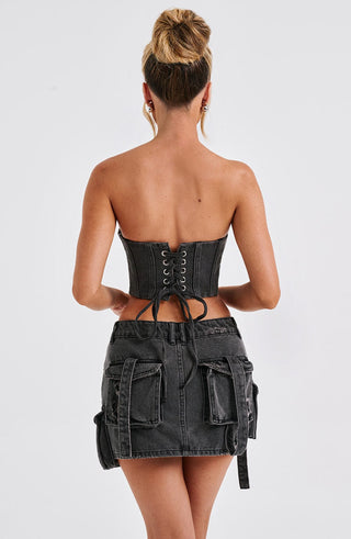 Billie Mini Skirt - Black Wash - Napalia