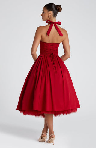 Cressida Midi Dress - Red - Napalia
