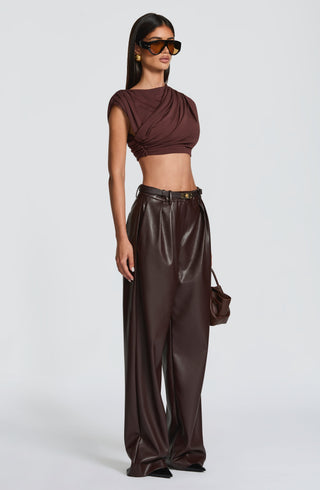 Glenda Pants - Plum Brown - Napalia