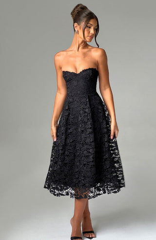 Ishani Midi Dress - Black - Napalia