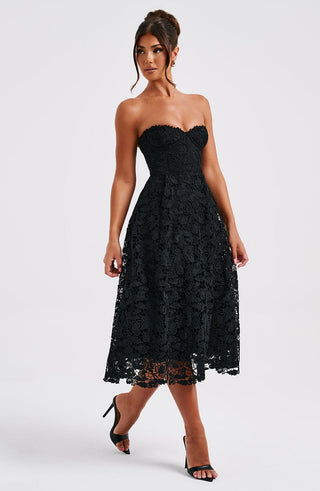 Ishani Midi Dress - Black - Napalia