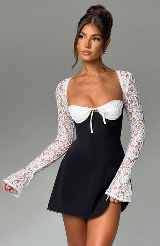 Jacinta Mini Dress - Black/White - Napalia