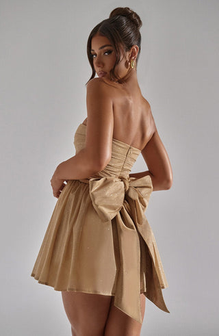 Katrina Mini Dress - Gold Sparkle - Napalia
