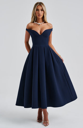 Lanetta Midi Dress - Navy - Napalia