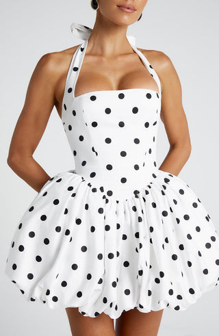 Maricia Mini Dress - Black Polka Dot Print - Napalia