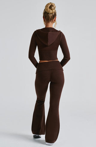 Portia Knit Hoodie - Chocolate - Napalia