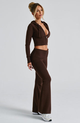 Portia Knit Hoodie - Chocolate - Napalia