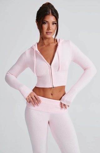 Portia Knit Hoodie - Pink - Napalia