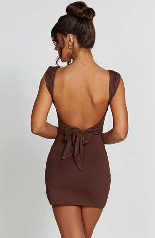 Ria Mini Dress - Chocolate - Napalia