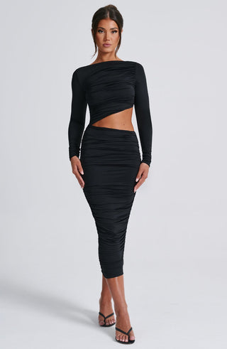Rylee Midi Dress - Black - Napalia