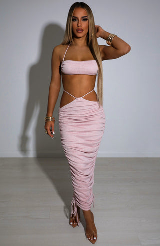 Valencia Maxi Skirt - Baby Pink Sparkle - Napalia